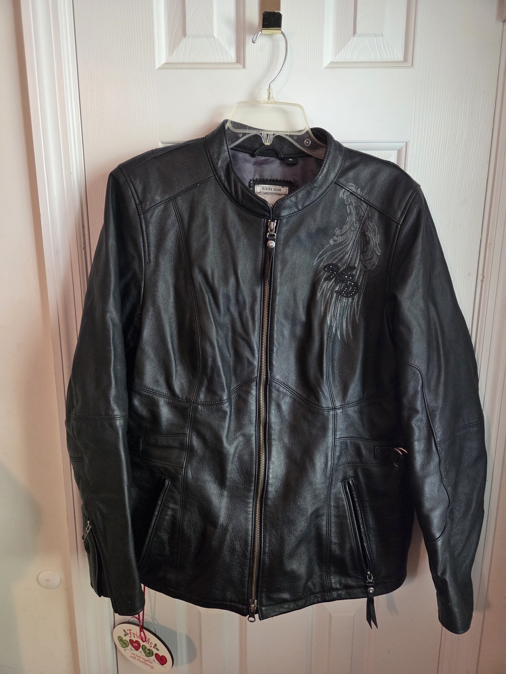 Harley-Davidson Black Leather Zip-Front Jacket with Subtle Embroidery